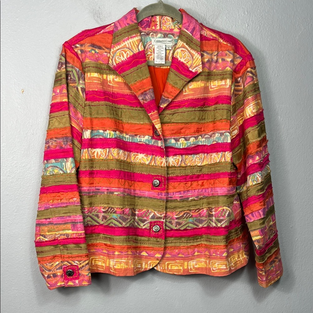 Coldwater Creek Pink Multicolor Patchwork Ribbon … - image 1